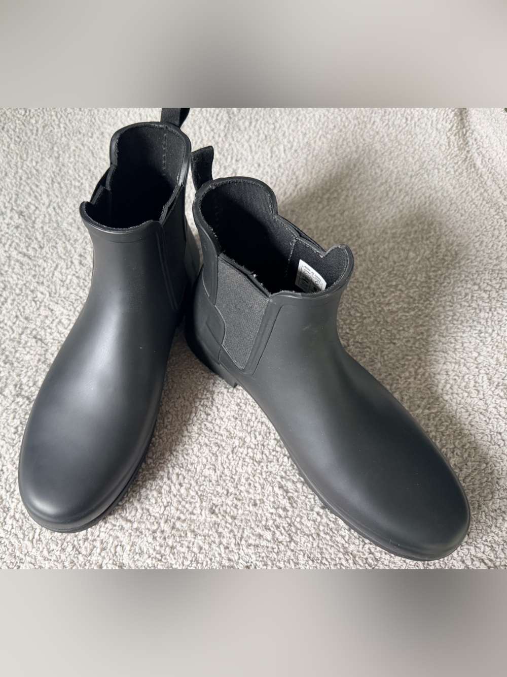 Hunter Black Chelsea Rain Booties - Women's Slip-On Ankle Boots